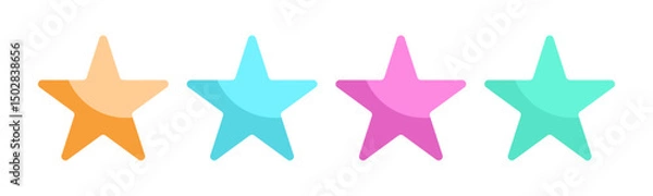 Obraz Sparkling star icons set. Set of colorful sparkle star icons. Rating star. Bright vector stars. Flash, shine sparkle icon, glare, light, blink star. Modern simple multicolor stars collection.
