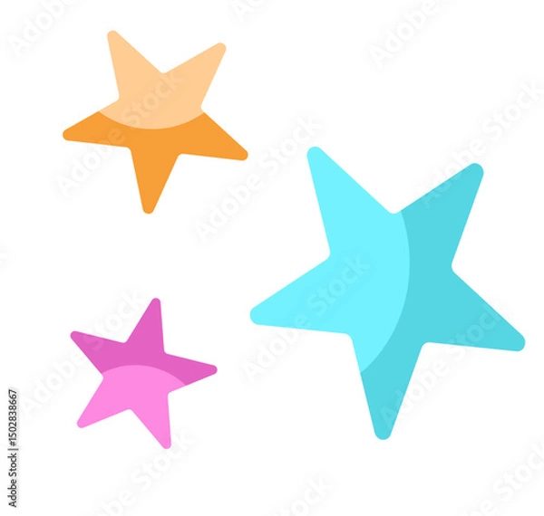 Obraz Sparkling star icons set. Set of colorful sparkle star icons. Rating star. Bright vector stars. Flash, shine sparkle icon, glare, light, blink star. Modern simple multicolor stars collection.