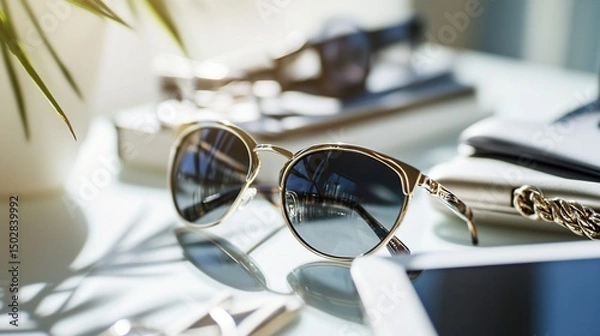 Obraz Stylish Sunglasses Reflecting Summer Light