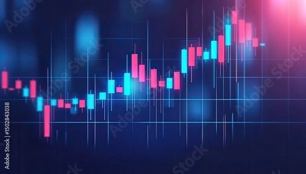 Fototapeta Financial data visualization, stock market chart