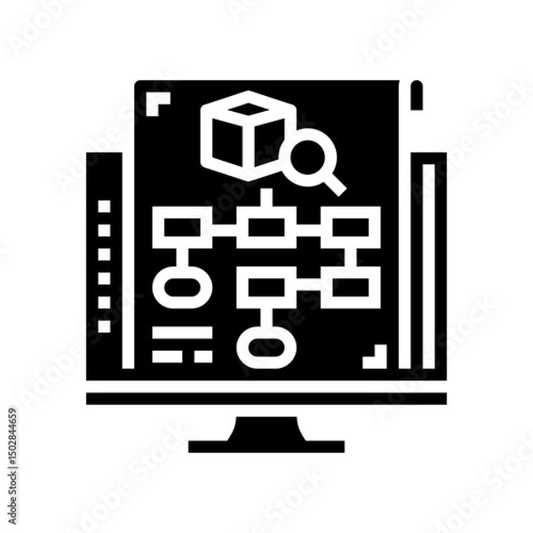 Fototapeta development blueprint research glyph icon vector illustration