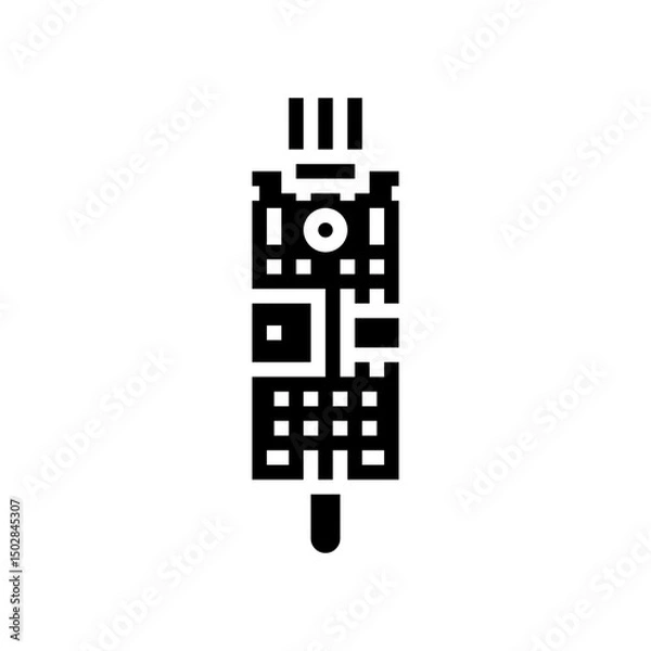 Fototapeta flame sensor module glyph icon vector illustration