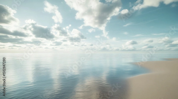 Obraz Vibrant clouds floating above peaceful evening ocean view high resolution picture
