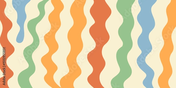 Fototapeta Twisted distorted retro groovy wavy background
