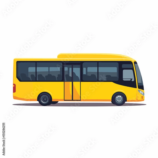 Obraz Sleek modern airport shuttle bus in bright yellow, minimalistic design