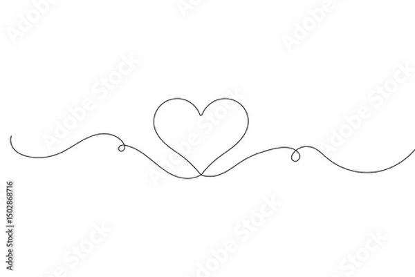 Fototapeta Love shape continuous one line drawing minimalist outline vector illustration
