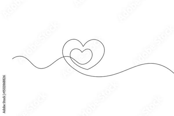 Fototapeta Love shape continuous one line drawing minimalist outline vector illustration
