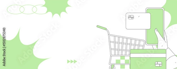 Obraz Online shopping payment security character flat vector concept operation hand drawn illustration
