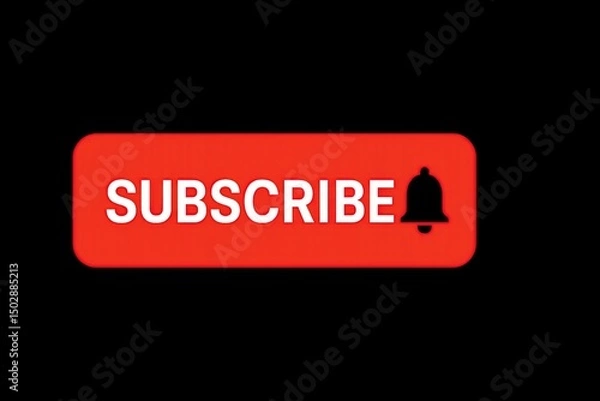 Fototapeta Red subscribe button with black background 