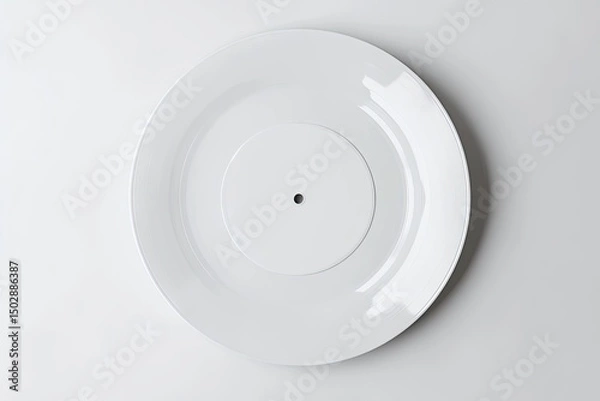 Obraz A white dinner plate with a smaller, white vinyl record centered inside