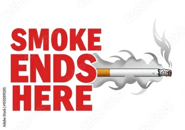 Obraz World no tobacco day concept with cigarette and smoke