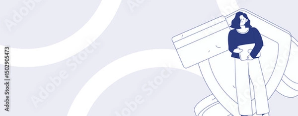 Obraz Online shopping payment security character flat vector concept operation hand drawn illustration
