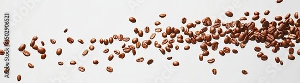Obraz Scattered coffee beans on white background