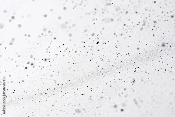 Obraz Abstract image of tiny, dark particles dispersed across a white background.  Particles varying in size and density, creating a sense of depth and motion