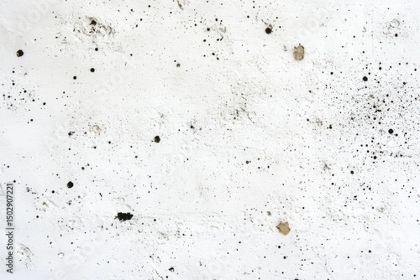 Obraz White surface with scattered dark spots.  Small, dark, irregular discolorations are dispersed across a light-colored, textured background