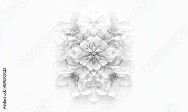 Obraz Symmetrical, white flower design,  detailed layered petals,  centered on a plain background