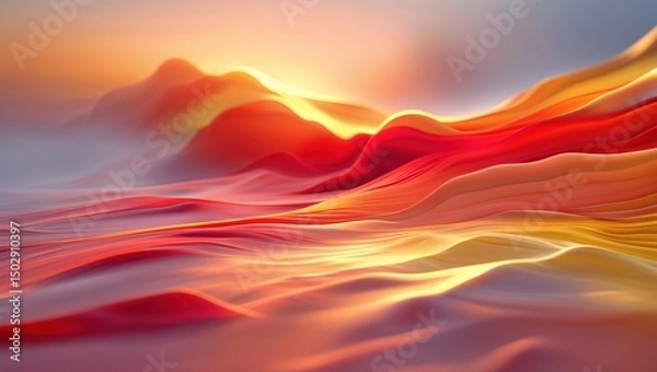 Fototapeta Sunset Hues. A mesmerizing abstract landscape of flowing, warm colors creating a dreamy, ethereal scene.