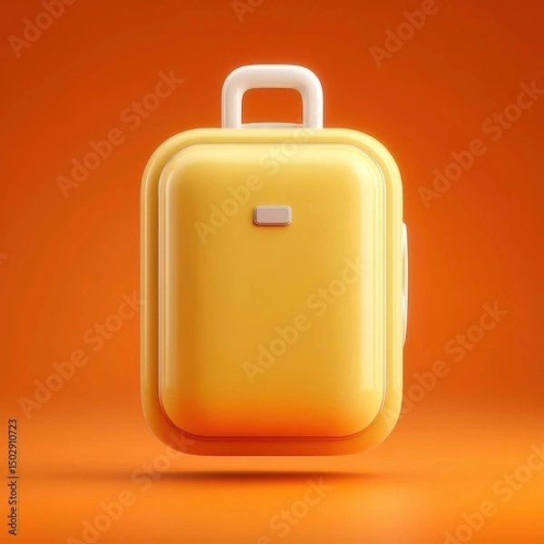 Fototapeta 3D Rendering Bright yellow suitcase against an orange background, showcasing a modern travel design. Sosial media style icon