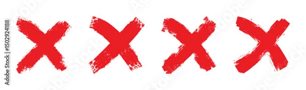 Fototapeta Set of red cross hand draw icons shape set. vector design. EPS 10