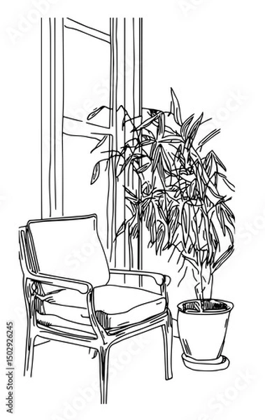 Obraz Different houseplants in flower pots on white background
