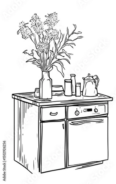 Obraz Different houseplants in flower pots on white background
