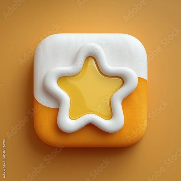 Fototapeta 3D Rendering Colorful star-shaped icon set against a warm orange background, showcasing modern design aesthetics. Sosial media style icon