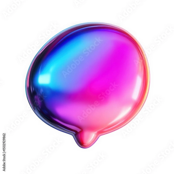 Fototapeta Glossy rainbow speech bubble isolated on transparent background