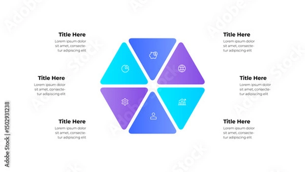 Fototapeta Colorful Infographic Diagram with Hexagonal Segments and Minimalistic Design. Ideal for presentations, education, and conceptual illustrations