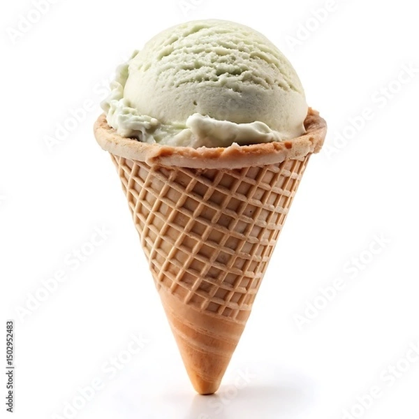 Fototapeta Colorful Ice Cream Cone Isolated on White Background