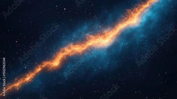 Fototapeta Stunning cosmic scene featuring vibrant nebula with orange and blue hues, set against backdrop of countless stars, evoking sense of wonder