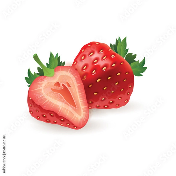 Obraz Strawberry fruit with slices isolated on white background