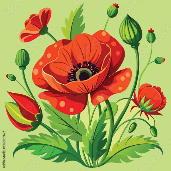 Fototapeta seamless pattern with poppies