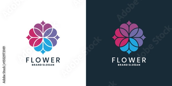 Obraz Colorful geometric flower logo with petal pattern