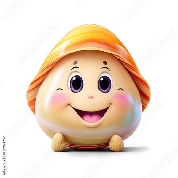 Fototapeta Adorable 3D-rendered cartoon character. Smiling, cheerful, and playful, this happy little guy is perfect for kids' content.
