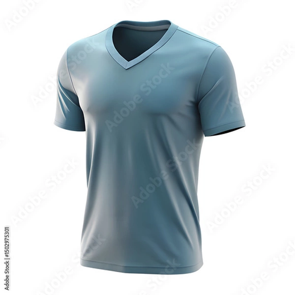 Fototapeta v neck t shirt with folded sleeve 3d isolated on transparent background