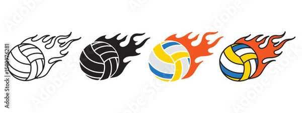 Fototapeta Volley ball icon symbol sign, line art, silhouette, vector illustration on white background