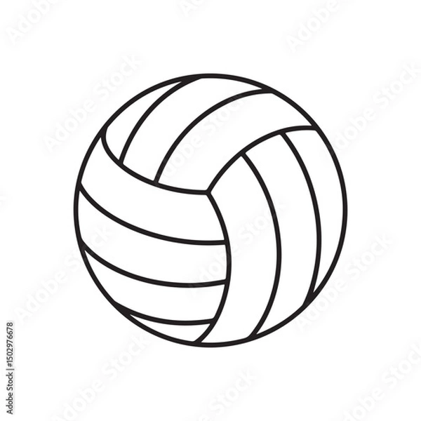 Fototapeta Volley ball vector line art illustration on white background
