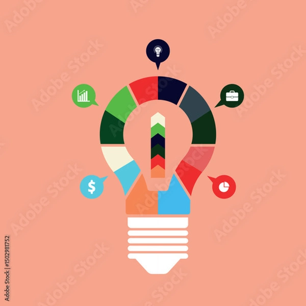 Fototapeta Bright light bulb symbol for creative idea and business innovation