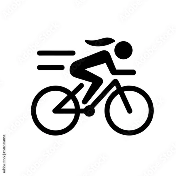Fototapeta bicycle icon, cycling, healthy lifestyle, flat vector, transparent background