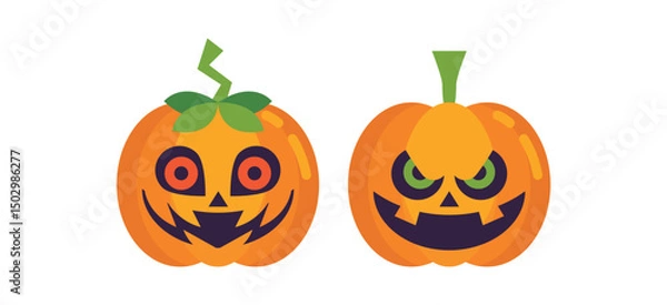 Obraz Vector Flat halloween pumpkins collection
