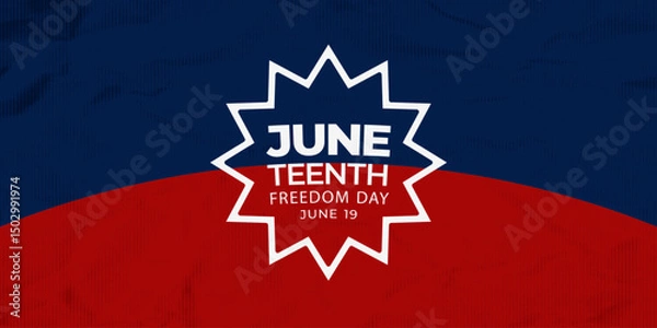 Fototapeta Juneteenth flag with crumpled paper retro texture, symbolic representation of the end of slavery in the United States. Freedom day, June 19. Vector illustration banner template, flyer, brochure, card