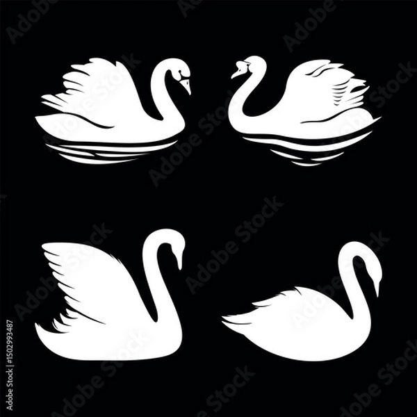 Fototapeta swan silhouette vector illustration