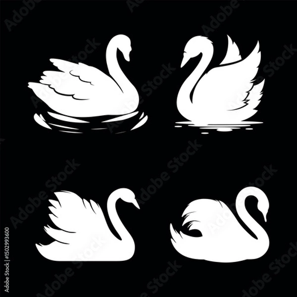 Fototapeta swan silhouette vector illustration