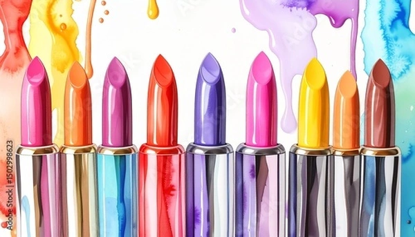 Obraz a row of colourful lipsticks, art illustration 