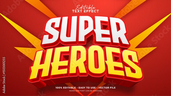 Fototapeta Superhero editable text effect, cartoon text style effect