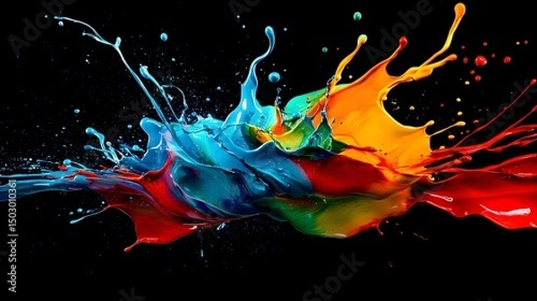 Obraz colorful splashes on black background