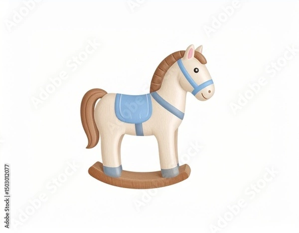 Obraz レトロ可愛い木馬のイラスト	