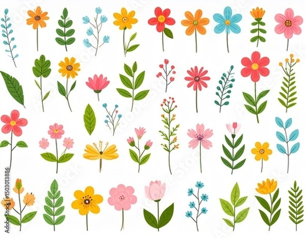 Obraz 可愛い草花のイラストセット