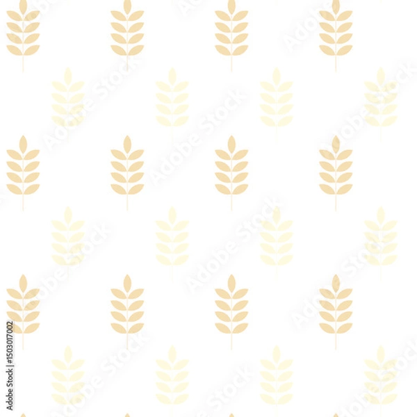 Fototapeta Minimalist seamless pattern with wheat isolated on white