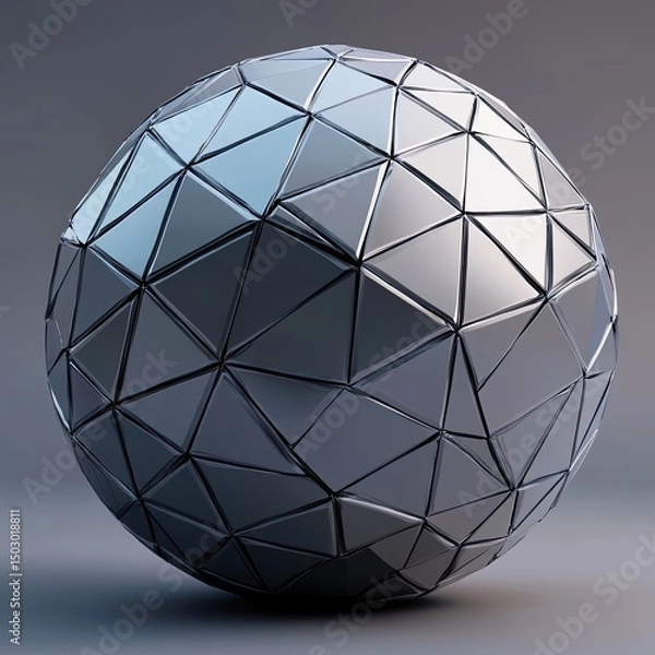 Obraz Abstract 3D Sphere Composed of Triangles